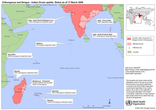Cartina diffusione chikungunya e dengue